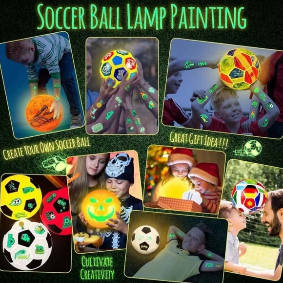 NIB - Paint Your Own Soccer Ball Lamp Kit; DIY 3D Night Light with all supplies - Picture 8 of 10